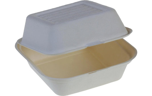 belesse | nature Burger Box Zuckerrohr weiss | 50 Stk, 155x152x78mm