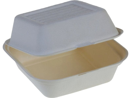 belesse | nature Burger Box Zuckerrohr weiss | 50 Stk, 155x152x78mm