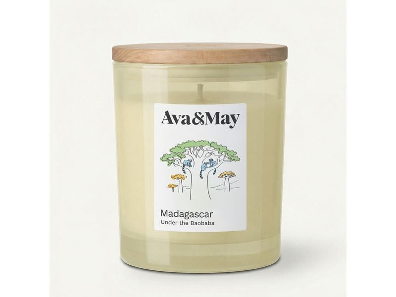 AVA & MAY | Duftkerze Madagascar, 220 gr | Brenndauer 56h, 100% pflanzlicher Wachs