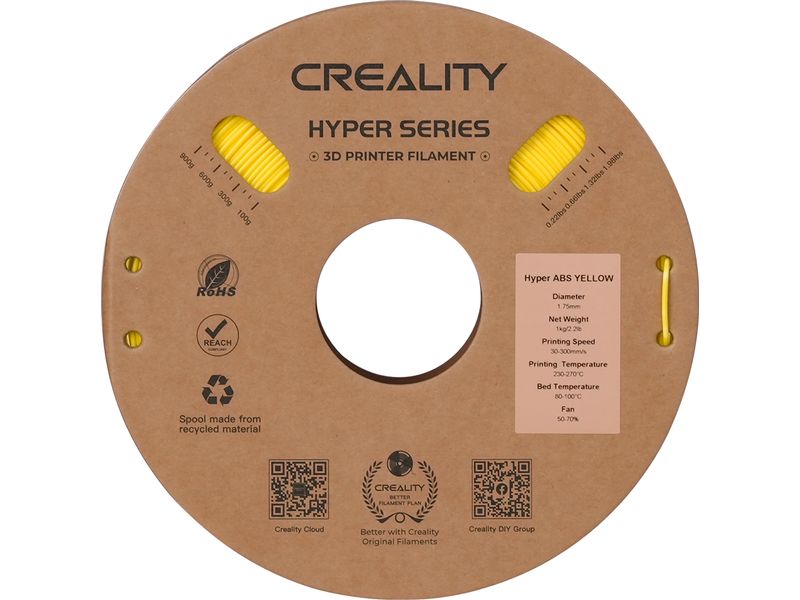 Creality | Hyper ABS Filament Gelb | Schnelles ABS Druckfilament 1kg