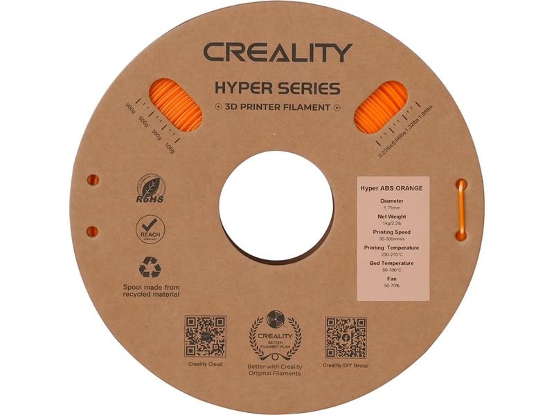 Creality | Hyper ABS Filament Orange | Schnelles ABS Druckfilament 1kg