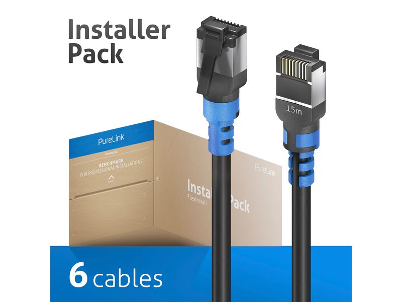 PureLink FlexInstall | FlexInstall Patchkabel Cat.6A S/FTP 15m, 6 | Cat.6A, AWG30, InstallerPack, 6 Stk