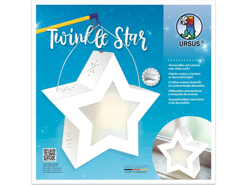 URSUS | Laternen-Bastelset Twinkle Star | Stern Fotokarton weiss