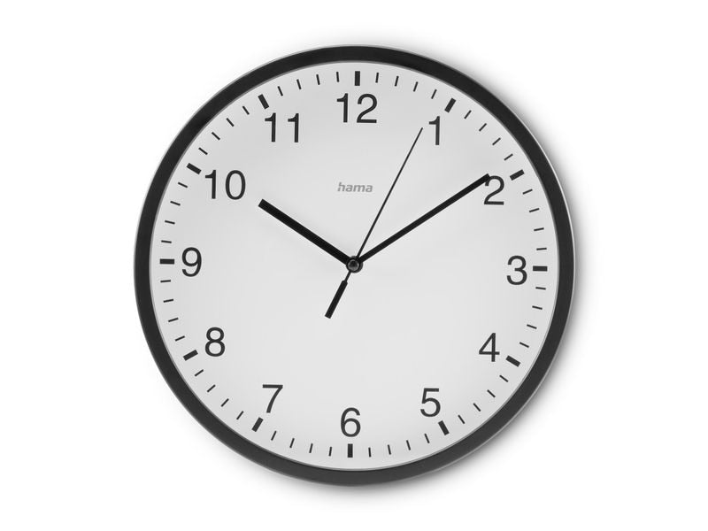 Hama | Wanduhr Elba | Ø 25 cm, ohne Ticken, Schwarz