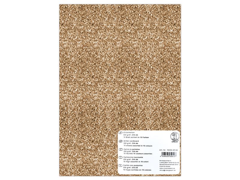 URSUS | Mal- und Bastelpapier Glitzer | A4 330 g/m2 10 Farben sortiert