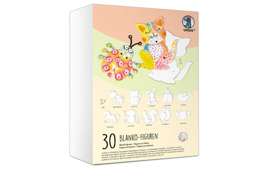URSUS | Bastelpapier Figuren | 30 Stück, blanko