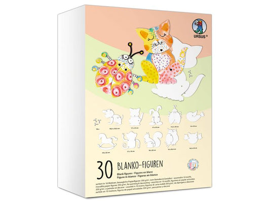 URSUS | Bastelpapier Figuren | 30 Stück, blanko