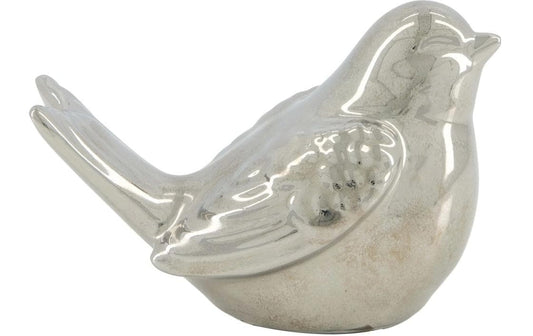 CHALET | Keramikvogel Vivy | 12.5x6.5x8cm silber