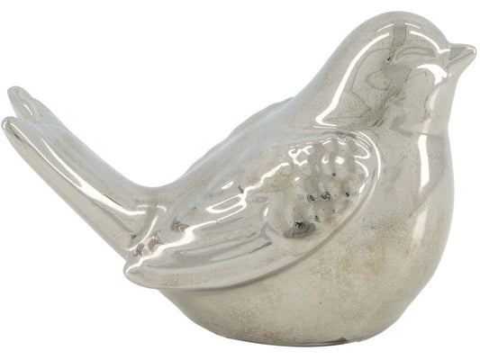 CHALET | Keramikvogel Vivy | 12.5x6.5x8cm silber
