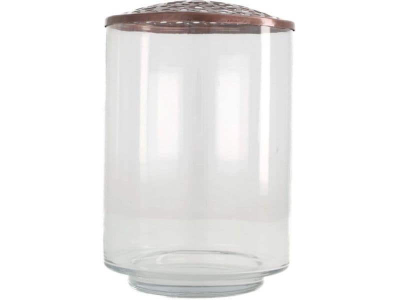 CHALET | Vase Glas mit Deckel | Ø10x13cm antikes schwarz