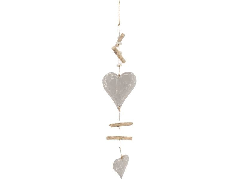CHALET | Herzgirlande aus Holz | 72x15x3cm grau