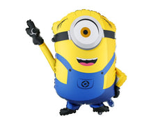 Partydeco | Folienballon Minions Mel | gelb-blau, 64x72 cm, inkl. Strohhalm
