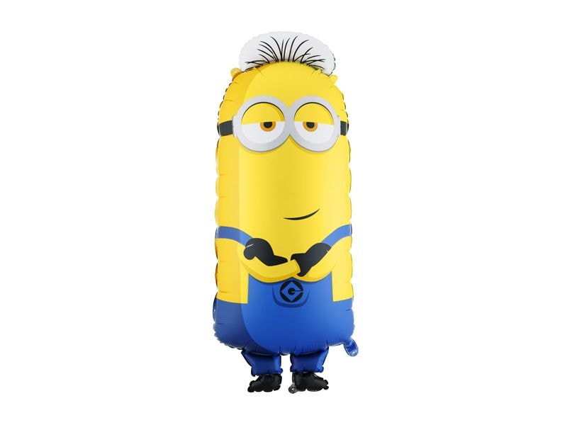 Partydeco | Folienballon Minions Tim | gelb-blau, 40x100 cm, inkl. Strohhalm
