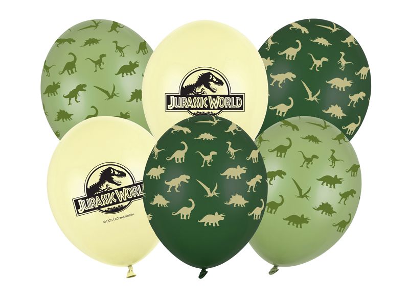 Partydeco | Ballon JurassicWorld | grün-gelb, 30 cm, 6 Stück