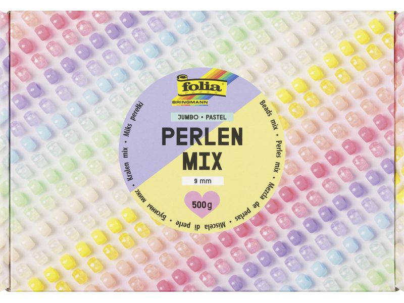 Folia | Perlen Mix PASTEL, Jumbo Pack | 500g farbig sortiert