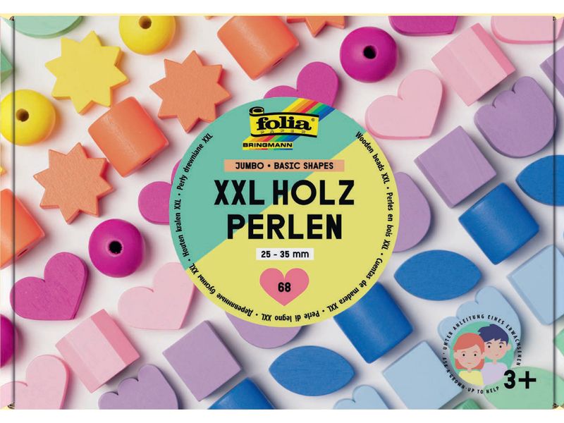 Folia | Holzperlen XXL BASIC Jumbo | 68 Teile