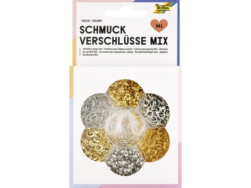 Folia | Schmuckverschlüsse Mix | 961-teilig, gold und silber sortiert