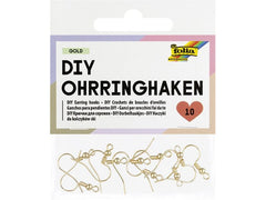 Folia | DIY Ohrringhaken, 10 Stück | 2x1,8cm, gold
