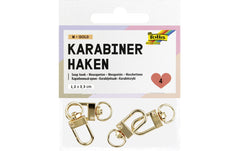 Folia | Karabinerhaken M, 4 Stück | 1,2x3,3cm, gold