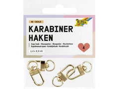 Folia | Karabinerhaken M, 4 Stück | 1,2x3,3cm, gold