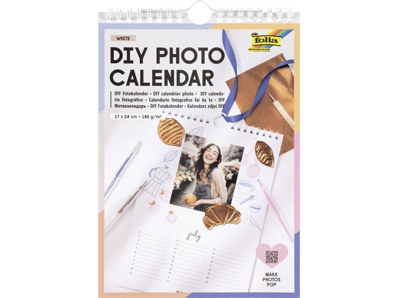 Folia | Fotokalender, weiss, 17x24cm | 13 Seiten mit Spiralbindung, 190g/m²