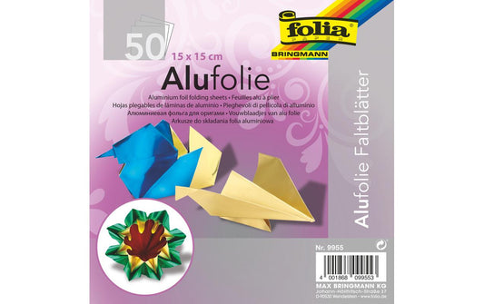 Folia | Alu-Faltblätter | 15 x 15 cm 90 g/m2 Farbig sortiert