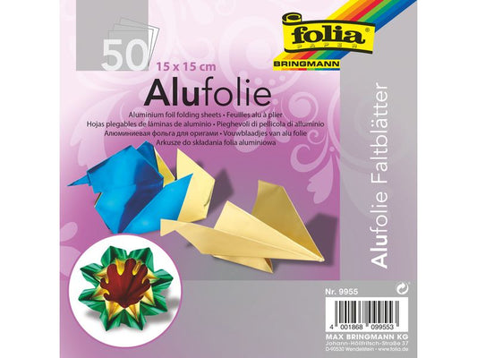 Folia | Alu-Faltblätter | 15 x 15 cm 90 g/m2 Farbig sortiert