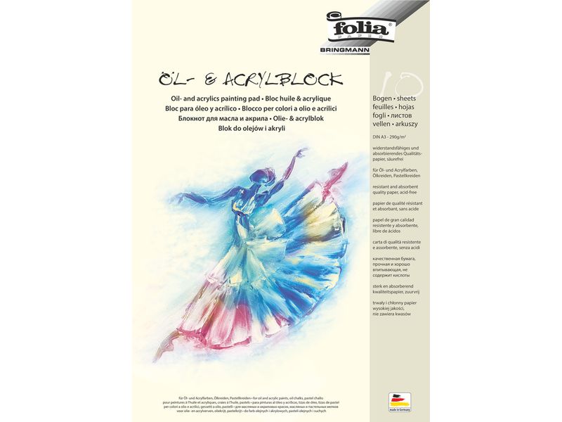 Folia | Öl- und Acrylmalblock | DIN A3 290 g/m2 10 Blatt weiss