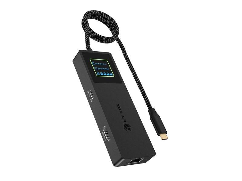 RAIDSONIC | ICY BOX IB-DK4038-LCD Dockingstation | USB Type-C 7in1 Dockingstation mit LCD-Disp