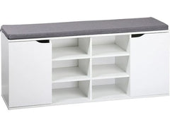 Kesper | Schuhschrank mit Sitzkissen | B 103 x H 48 x T 30,5 cm, Weiss