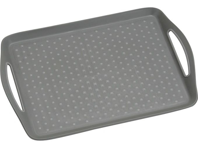 Kesper | Serviertablett mit Griff rutschfest | PP, 45,5 x 32 x 4,5 cm, Grau