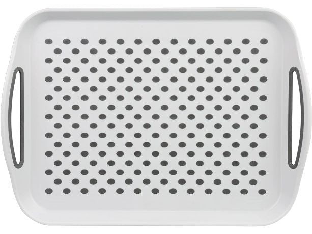 Kesper | Serviertablett mit Griff rutschfest | PP, 41,5 x 28,5 x 4,5 cm, Hellgrau