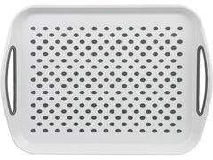 Kesper | Serviertablett mit Griff rutschfest | PP, 41,5 x 28,5 x 4,5 cm, Hellgrau