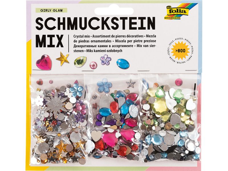 Folia | Schmucksteine Set Fun | Schmucksteine Kunststoff Mehrfarbig 800