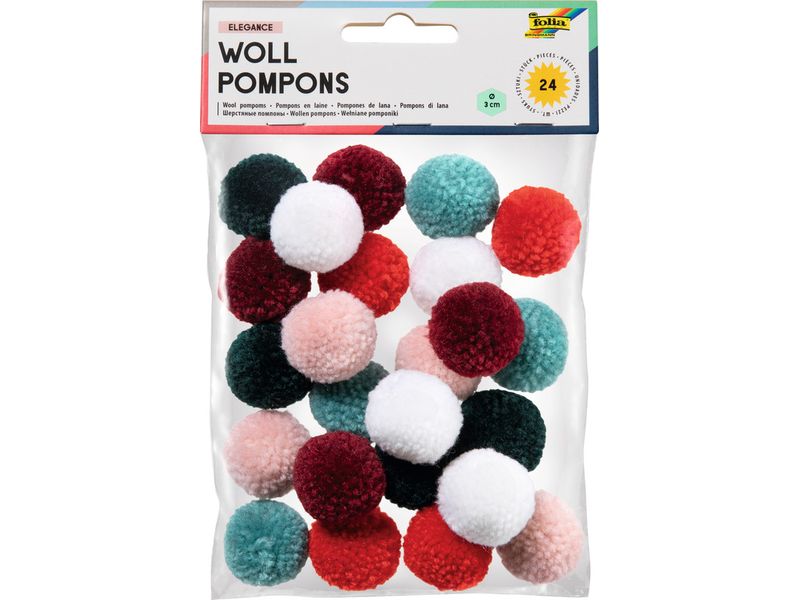 Folia | Woll-Pompons Elegance | Woll-Pompons Elegance 24 Stück farbig