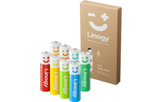 Linogy | AAA Lithium Akkus 8 Stück | Wiederaufladbare 1.5V AAA Akkus