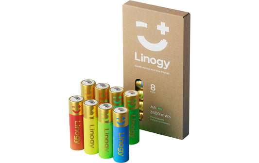 Linogy | AA Lithium Akkus 8 Stück | Wiederaufladbare 1.5V AA Akkus
