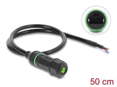 Delock | Kabelverbinder RJ45 zu offen Cat6 | M16.8 x 1.5 mm, schwarz, 50 cm