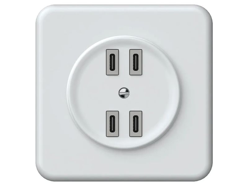 Hager | ORIGIN UP Ladesteckdose 4xUSB Typ C | 20W PD, kurzschlfest und überlastisch, ws