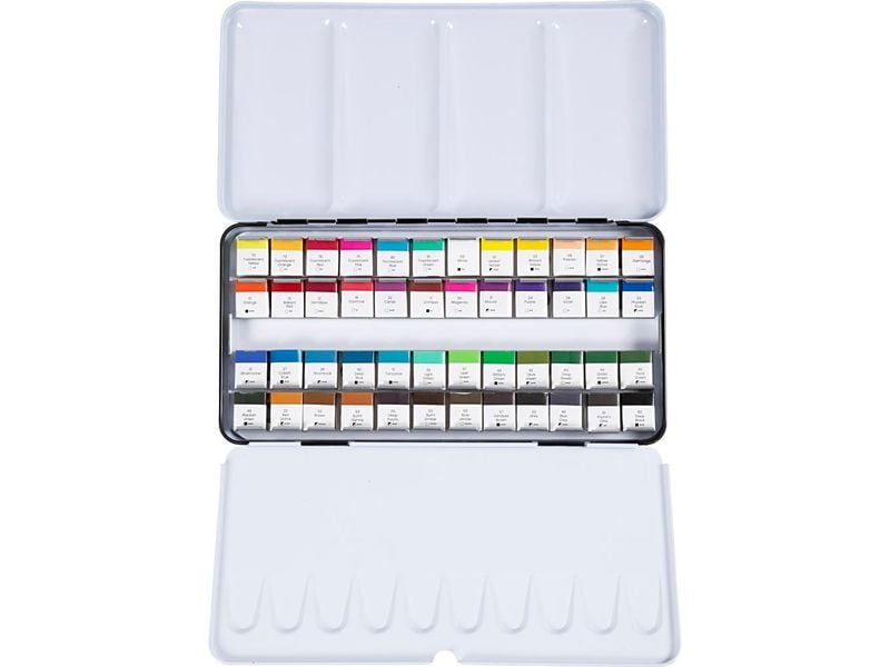 Creativ Company | Art Aquarellfarben | Halbwannen, Standard-Farben, 48 Farben