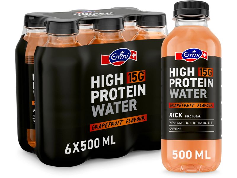 Emmi HIGH PROTEIN WATER | High Protein Water Grapefruit | 6 x 500 ml