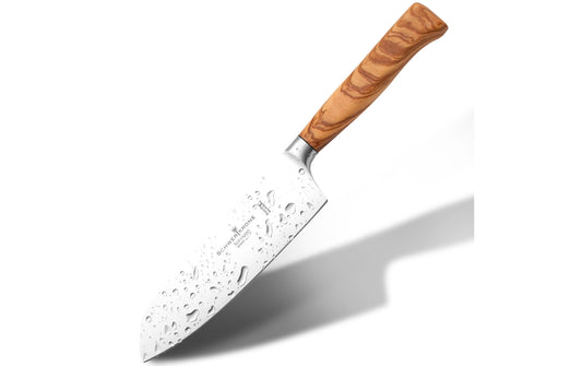 Schwertkrone | Santoku- Messer geschmiedet Olivenholz | Schwertkrone - Made in Solingen