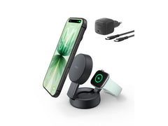Belkin | UltraCharge Pro 2-in-1-Ladestation | Qi2 (25W), Faltbar, Dunkelgrau