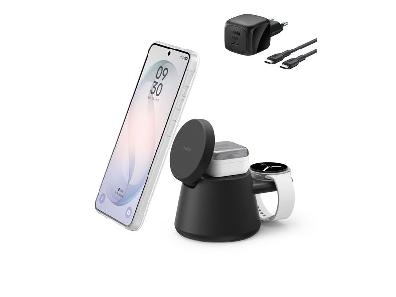 Belkin | UltraCharge 3-in-1 Ladestation | Qi2 (25W), Modular, Schwarz