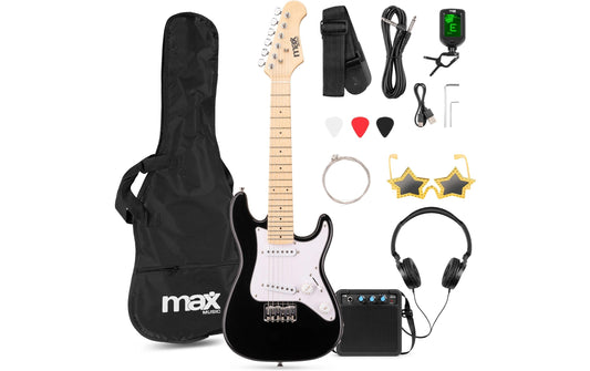 MAX | GigKit Junior 1/4 BK | E-Gitarrenset, Junior, 1/4, schwarz