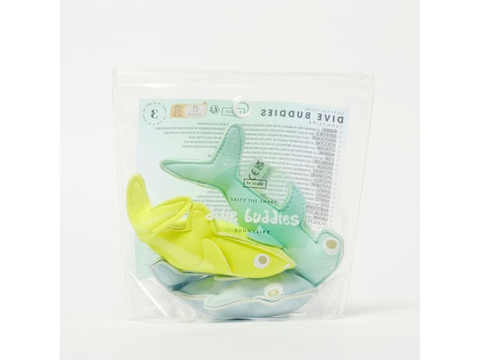 Sunnylife | Salty the Shark Dive Buddies Aqua | Neon Yellow , Set of 3