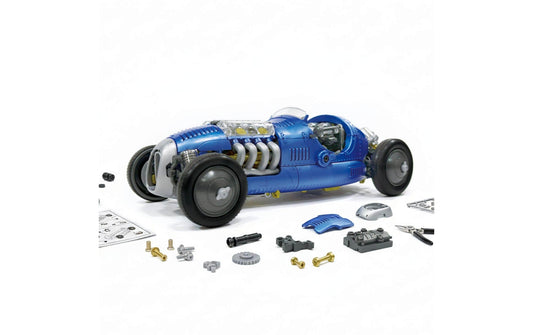 Velleman | KSR23 Fahrzeug Transparentem V8 | Bausatz, Blauer Retro-Rennwagen