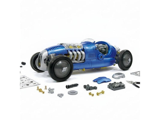 Velleman | KSR23 Fahrzeug Transparentem V8 | Bausatz, Blauer Retro-Rennwagen