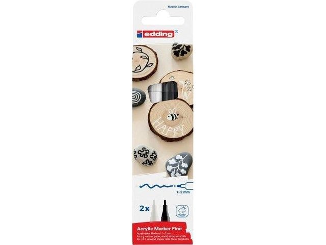 edding | Acrylmarker 5300 fein E-2 | 1-2 mm, schwarz/weiss