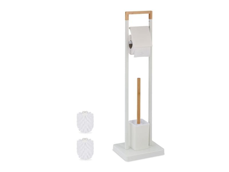 relaxdays | WC Garnitur | Weiss/Braun
